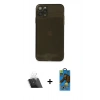 MARSİLYAN™- iPhone 11 Pro Max Kılıf Ahenk Doku - Siyah 18D Cam Ekran Koruyucu + Kamera Lens Koruma Cam - SF
