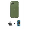 MARSİLYAN™- iPhone 11 Pro Max Kılıf Ahenk Doku - Siyah 18D Cam Ekran Koruyucu + Kamera Lens Koruma Cam - SF