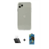 MARSİLYAN™- iPhone 11 Pro Max Kılıf Ahenk Doku - Siyah 18D Cam Ekran Koruyucu + Kamera Lens Koruma Cam - SF