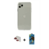 MARSİLYAN™- iPhone 11 Pro Max Kılıf Ahenk Doku - Siyah 18D Cam Ekran Koruyucu + Pers Alüminyum Kamera Lens - KI