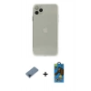 MARSİLYAN™- iPhone 11 Pro Max Kılıf Ahenk Doku - Siyah 18D Cam Ekran Koruyucu + Metal Kamera Lens Koruma Cam - MI