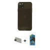 MARSİLYAN™- iPhone 11 Pro Max Kılıf Ahenk Doku - Siyah 18D Cam Ekran Koruyucu + Rainbow Kamera Lens Koruma Cam - YL