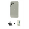 MARSİLYAN™- iPhone 11 Pro Max Kılıf Ahenk Doku - Siyah 20D Premium Cam Ekran Koruyucu + Kamera Lens Koruma Cam - SF