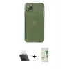 MARSİLYAN™- iPhone 11 Pro Max Kılıf Ahenk Doku - Siyah 20D Premium Cam Ekran Koruyucu + Kamera Lens Koruma Cam - SF