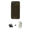 MARSİLYAN™- iPhone 11 Pro Max Kılıf Ahenk Doku - Siyah 20D Premium Cam Ekran Koruyucu + Kamera Lens Koruma Cam - SF