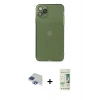 MARSİLYAN™- iPhone 11 Pro Max Kılıf Ahenk Doku - Siyah 20D Premium Cam Ekran Koruyucu + Pers Alüminyum Kamera Lens - LT