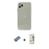 MARSİLYAN™- iPhone 11 Pro Max Kılıf Ahenk Doku - Siyah 20D Premium Cam Ekran Koruyucu + Metal Kamera Lens Koruma Cam - GD