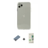 MARSİLYAN™- iPhone 11 Pro Max Kılıf Ahenk Doku - Siyah 20D Premium Cam Ekran Koruyucu + Mor Metal Kamera Lens Koruma Cam