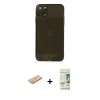 MARSİLYAN™- iPhone 11 Pro Max Kılıf Ahenk Doku - Siyah 20D Premium Cam Ekran Koruyucu + Pembe Renkli Kamera Lens Koruma Cam