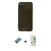 MARSİLYAN™- iPhone 11 Pro Max Kılıf Ahenk Doku - Siyah 20D Premium Cam Ekran Koruyucu + Pembe Shine Kamera Lens Koruma Cam