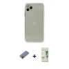 MARSİLYAN™- iPhone 11 Pro Max Kılıf Ahenk Doku - Siyah 20D Premium Cam Ekran Koruyucu + Pembe Shine Kamera Lens Koruma Cam