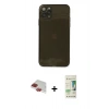 MARSİLYAN™- iPhone 11 Pro Max Kılıf Ahenk Doku - Siyah 20D Premium Cam Ekran Koruyucu + Pers Alüminyum Kamera Lens - KI