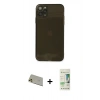 MARSİLYAN™- iPhone 11 Pro Max Kılıf Ahenk Doku - Siyah 20D Premium Cam Ekran Koruyucu + Rainbow Kamera Lens Koruma Cam - GD