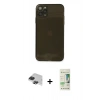 MARSİLYAN™- iPhone 11 Pro Max Kılıf Ahenk Doku - Siyah 20D Premium Cam Ekran Koruyucu + Pers Alüminyum Kamera Lens - SH