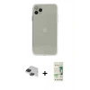 MARSİLYAN™- iPhone 11 Pro Max Kılıf Ahenk Doku - Siyah 20D Premium Cam Ekran Koruyucu + Pers Alüminyum Kamera Lens - SH