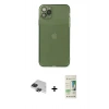 MARSİLYAN™- iPhone 11 Pro Max Kılıf Ahenk Doku - Siyah 20D Premium Cam Ekran Koruyucu + Pers Alüminyum Kamera Lens - SH
