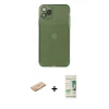 MARSİLYAN™- iPhone 11 Pro Max Kılıf Ahenk Doku - Siyah 20D Premium Cam Ekran Koruyucu + Renkli Kamera Lens Koruma Cam - TU