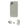 MARSİLYAN™- iPhone 11 Pro Max Kılıf Ahenk Doku - Siyah 20D Premium Cam Ekran Koruyucu + Pers Alüminyum Kamera Lens - YL
