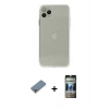 MARSİLYAN™- iPhone 11 Pro Max Kılıf Ahenk Doku - Siyah 34D Hayalet Izgaralı Cam + Metal Kamera Lens Koruma Cam - GD