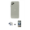 MARSİLYAN™- iPhone 11 Pro Max Kılıf Ahenk Doku - Siyah 34D Hayalet Izgaralı Cam + Pers Alüminyum Kamera Lens - LT