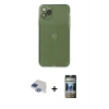 MARSİLYAN™- iPhone 11 Pro Max Kılıf Ahenk Doku - Siyah 34D Hayalet Izgaralı Cam + Pers Alüminyum Kamera Lens - LT