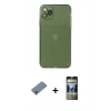 MARSİLYAN™- iPhone 11 Pro Max Kılıf Ahenk Doku - Siyah 34D Hayalet Izgaralı Cam + Metal Kamera Lens Koruma Cam - MR