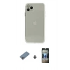 MARSİLYAN™- iPhone 11 Pro Max Kılıf Ahenk Doku - Siyah 34D Hayalet Izgaralı Cam + Shine Kamera Lens Koruma Cam - GI