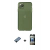 MARSİLYAN™- iPhone 11 Pro Max Kılıf Ahenk Doku - Siyah 34D Hayalet Izgaralı Cam + Shine Kamera Lens Koruma Cam - SH