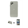 MARSİLYAN™- iPhone 11 Pro Max Kılıf Ahenk Doku - Siyah 34D Hayalet Izgaralı Cam + Rainbow Kamera Lens Koruma Cam - YL