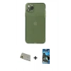 MARSİLYAN™- iPhone 11 Pro Max Kılıf Ahenk Doku - Siyah 34D Izgaralı Cam + Rainbow Kamera Lens Koruma Cam - GD