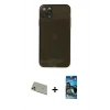 MARSİLYAN™- iPhone 11 Pro Max Kılıf Ahenk Doku - Siyah 34D Izgaralı Cam + Rainbow Kamera Lens Koruma Cam - GD