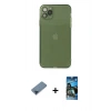 MARSİLYAN™- iPhone 11 Pro Max Kılıf Ahenk Doku - Siyah 34D Izgaralı Cam + Metal Kamera Lens Koruma Cam - MI