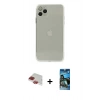 MARSİLYAN™- iPhone 11 Pro Max Kılıf Ahenk Doku - Siyah 34D Izgaralı Cam + Pers Alüminyum Kamera Lens - KI