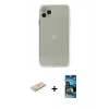 MARSİLYAN™- iPhone 11 Pro Max Kılıf Ahenk Doku - Siyah 34D Izgaralı Cam + Renkli Kamera Lens Koruma Cam - MI
