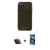 MARSİLYAN™- iPhone 11 Pro Max Kılıf Ahenk Doku - Siyah 34D Izgaralı Cam + Kamera Lens Koruma Cam - SF