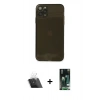 MARSİLYAN™- iPhone 11 Pro Max Kılıf Ahenk Doku - Siyah 360 Mat Full Body Arka Koruyucu + Kamera Lens Koruma Cam - SF