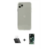 MARSİLYAN™- iPhone 11 Pro Max Kılıf Ahenk Doku - Siyah 360 Mat Full Body Arka Koruyucu + Kamera Lens Koruma Cam - SF
