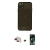 MARSİLYAN™- iPhone 11 Pro Max Kılıf Ahenk Doku - Siyah 360 Mat Full Body Arka Koruyucu + Pers Alüminyum Kamera Lens - KI