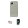 MARSİLYAN™- iPhone 11 Pro Max Kılıf Ahenk Doku - Siyah 360 Mat Full Body Arka Koruyucu + Pers Alüminyum Kamera Lens - KI