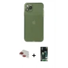 MARSİLYAN™- iPhone 11 Pro Max Kılıf Ahenk Doku - Siyah 360 Mat Full Body Arka Koruyucu + Pers Alüminyum Kamera Lens - KI