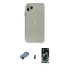 MARSİLYAN™- iPhone 11 Pro Max Kılıf Ahenk Doku - Siyah 360 Mat Full Body Arka Koruyucu + Mavi Metal Kamera Lens Koruma Cam