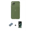 MARSİLYAN™- iPhone 11 Pro Max Kılıf Ahenk Doku - Siyah 360 Mat Full Body Arka Koruyucu + Shine Kamera Lens Koruma Cam - GS
