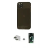 MARSİLYAN™- iPhone 11 Pro Max Kılıf Ahenk Doku - Siyah 360 Mat Full Body Arka Koruyucu + Pers Alüminyum Kamera Lens - YL