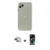 MARSİLYAN™- iPhone 11 Pro Max Kılıf Ahenk Doku - Siyah 360 Mat Full Body Arka Koruyucu + Pers Alüminyum Kamera Lens - YL
