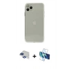 MARSİLYAN™- iPhone 11 Pro Max Kılıf Ahenk Doku - Siyah 3D Antistatik Cam Ekran Koruyucu + Pers Alüminyum Kamera Lens - LT