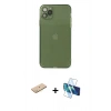 MARSİLYAN™- iPhone 11 Pro Max Kılıf Ahenk Doku - Siyah 3D Antistatik Cam Ekran Koruyucu + Renkli Kamera Lens Koruma Cam - SI