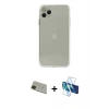 MARSİLYAN™- iPhone 11 Pro Max Kılıf Ahenk Doku - Siyah 3D Antistatik Cam Ekran Koruyucu + Rainbow Kamera Lens Koruma Cam - YL