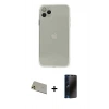 MARSİLYAN™- iPhone 11 Pro Max Kılıf Ahenk Doku - Siyah 3D Antistatik Hayalet Cam Ekran Koruyucu + Rainbow Kamera Lens Koruma Cam - GD