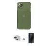 MARSİLYAN™- iPhone 11 Pro Max Kılıf Ahenk Doku - Siyah 3D Antistatik Hayalet Cam Ekran Koruyucu + Siyah Pers Alüminyum Kamera Lens
