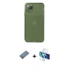 MARSİLYAN™- iPhone 11 Pro Max Kılıf Ahenk Doku - Siyah 3D Antistatik Seramik Nano Ekran Koruyucu + Metal Kamera Lens Koruma Cam - GD